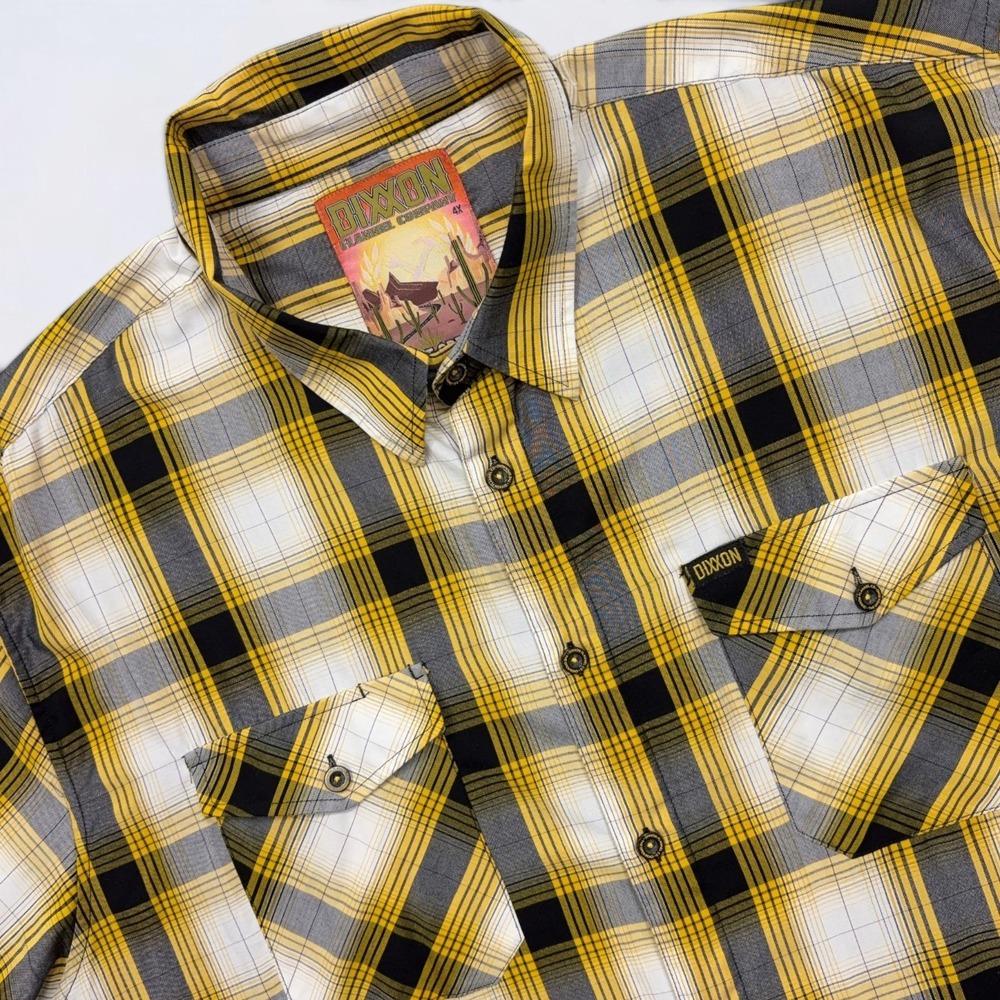 Dixxon Flannel Co Shirt Men's 4XL Yellow Plaid The Open Road Bamboo Blend